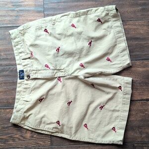 G.H. Bass & Co. Lobster Embroidered Flat Front Khaki Chino Shorts - Men's 38